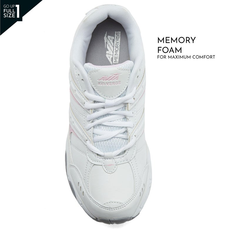 Avia Verge Womens Sneakers - Tennis, Court, Cross Training, or Pickleball Shoes for Women, 10.5 Wide, White with Light Pink - Image 4